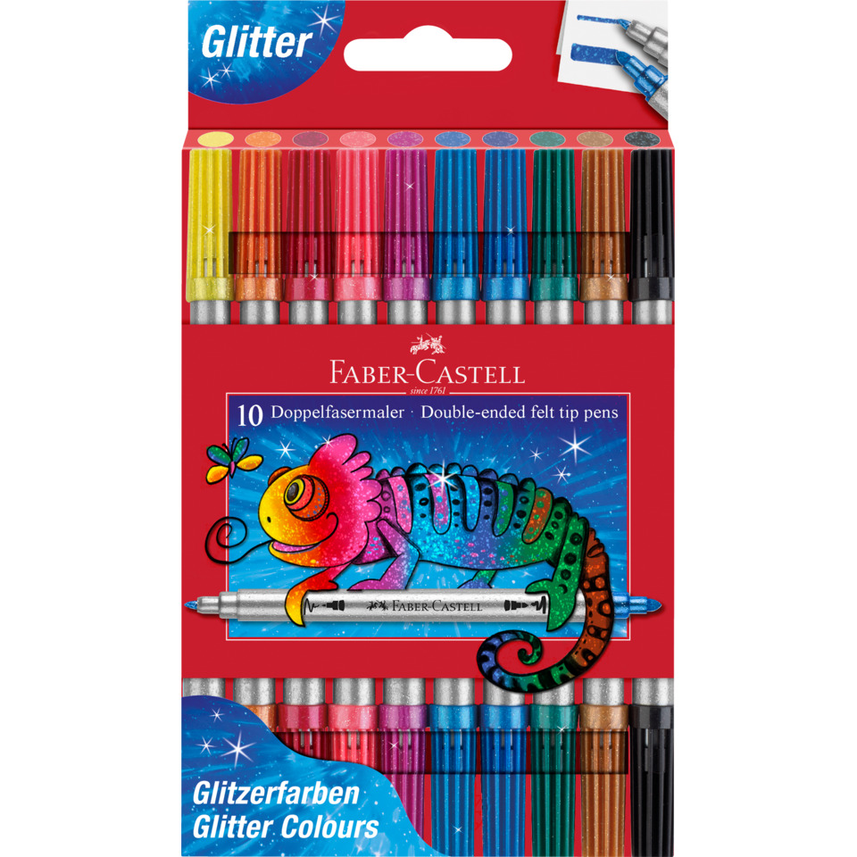Glitterfarben, Filzstifte, Doppelfasermarker, Kunstbedarf, Buntes Set