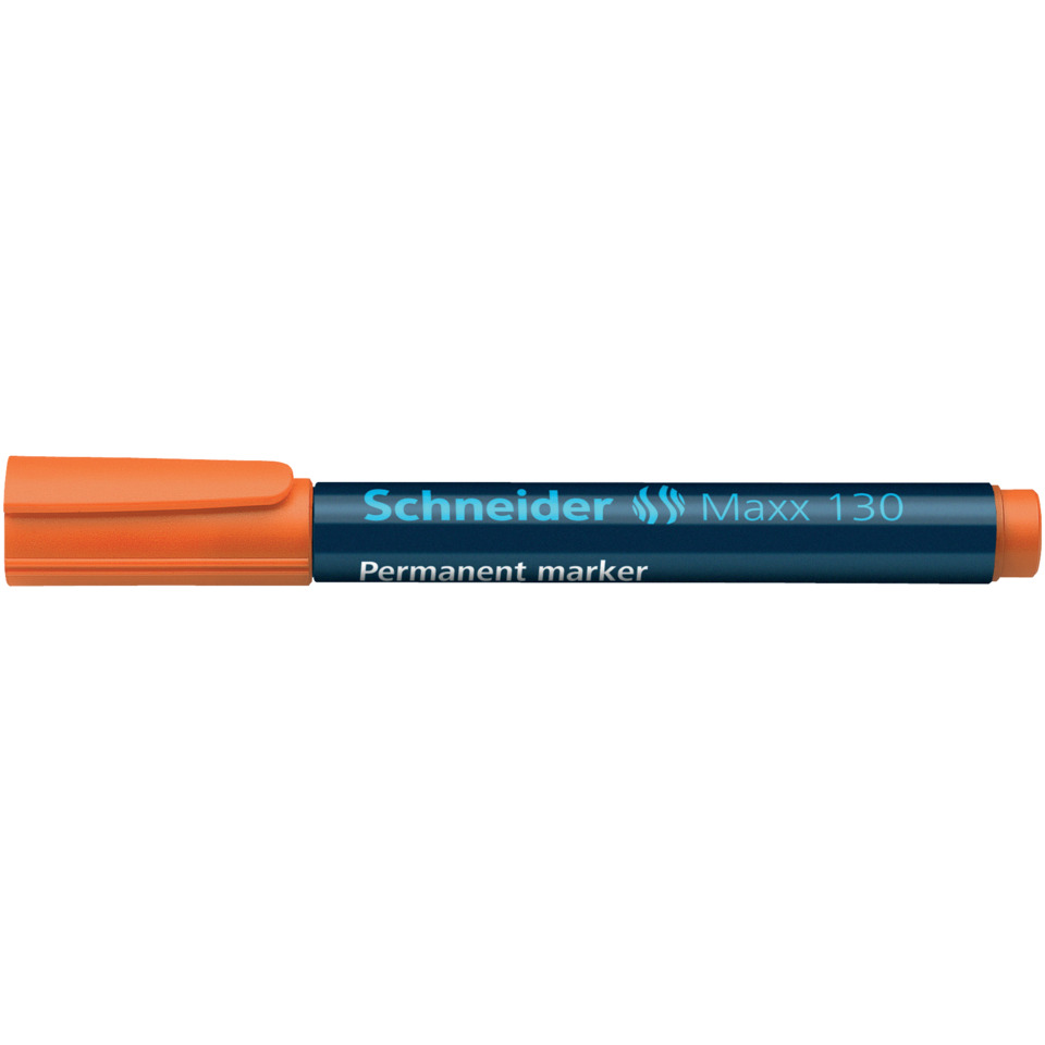 marker, permanent marker, orange cap, blue body, Schneider