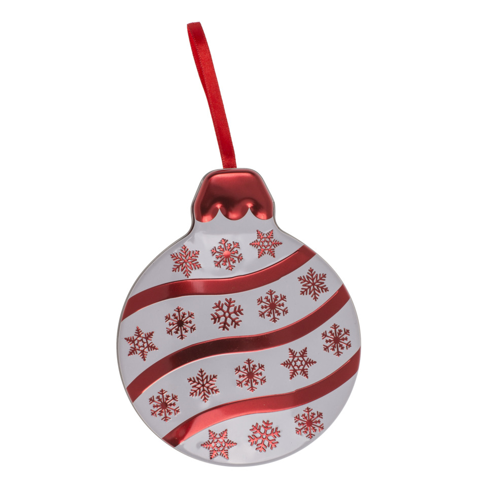 Weihnachtskugel, Ornament, Baumschmuck, Schneeflocken, Rot-Silber