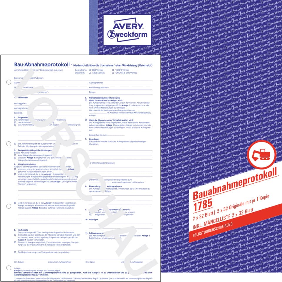 bauunterlagen, abnahmeprotokoll, formular, papier, a4-blatt