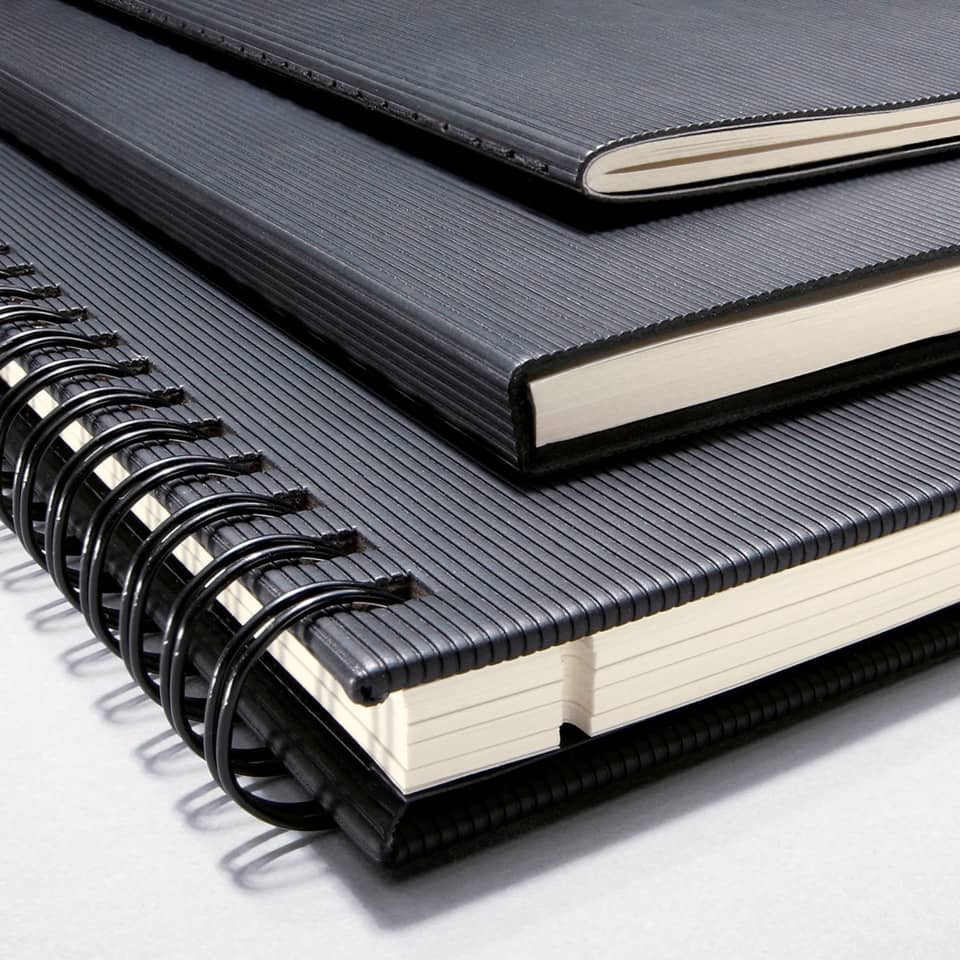 Notizbücher, Spiralbindung, Schwarz, Kunstleder, Gebundene Notizbucher
