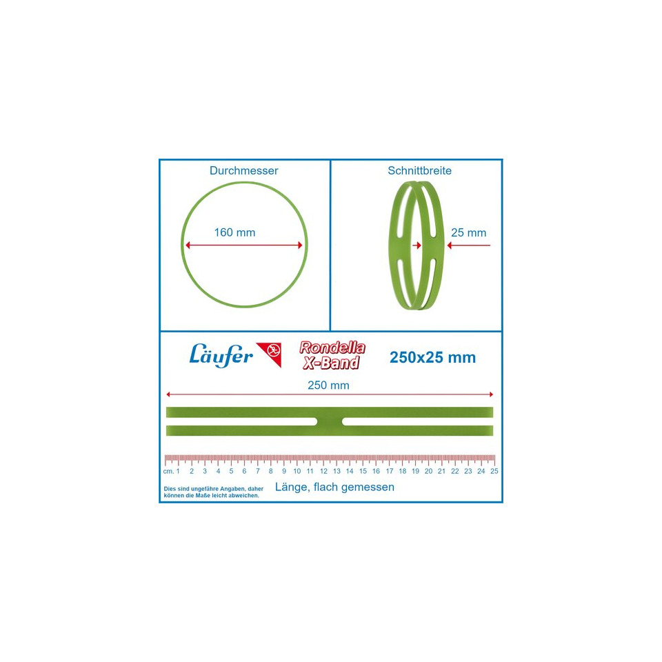 Schmuckband, Rondella X-Band, Gummi/Elastisches Band, Grün, Maßangaben 250x25 mm