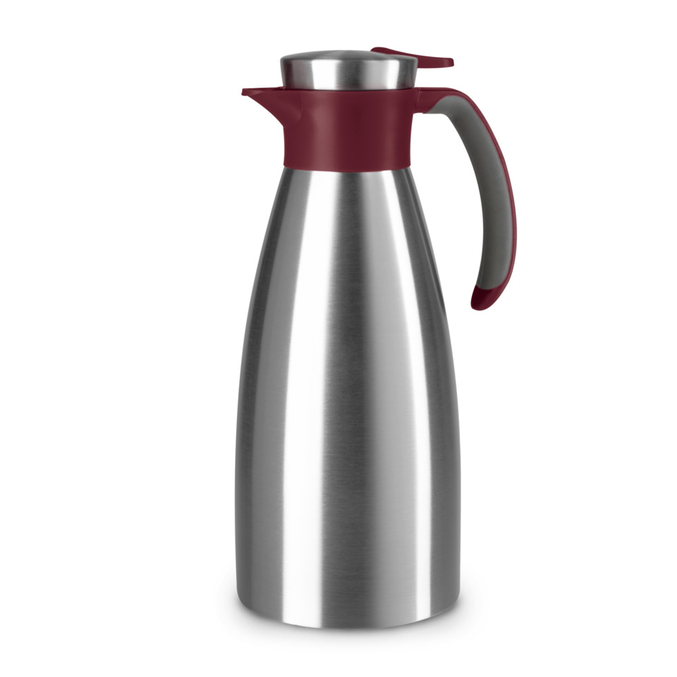 Thermosflasche, Verschluss, Edelstahl, Griff, Kappenfarbe rot