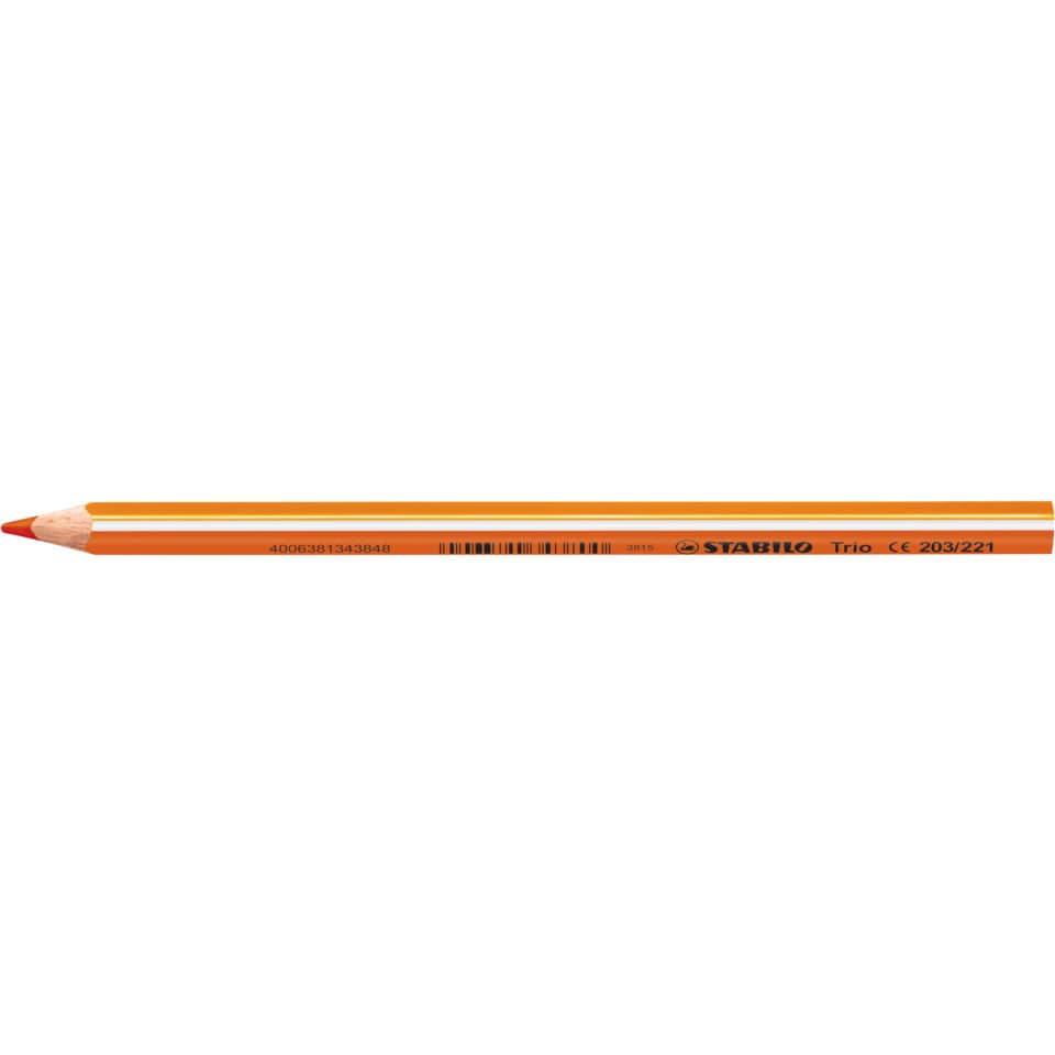 Bleistift, Rundholz, Orangerot, Holz, HB- oder Triolblei?, Text auf dem Stift