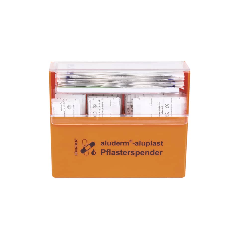 Pflasterspender aluderm®-aluplast - gefüllt, orange aluderm+silber 1009910