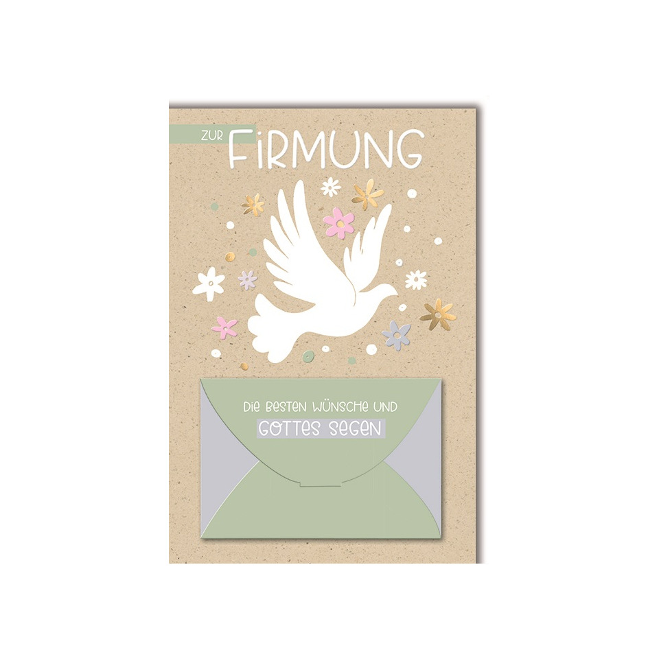 Grußkarte, Taube, Blumen, Kartenaufschrift, Segenskarte