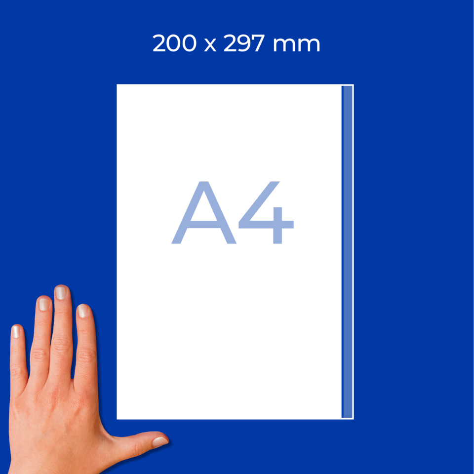 A4, Papier, Blankes Blatt, Büropapier, Hand zur Größenordnung