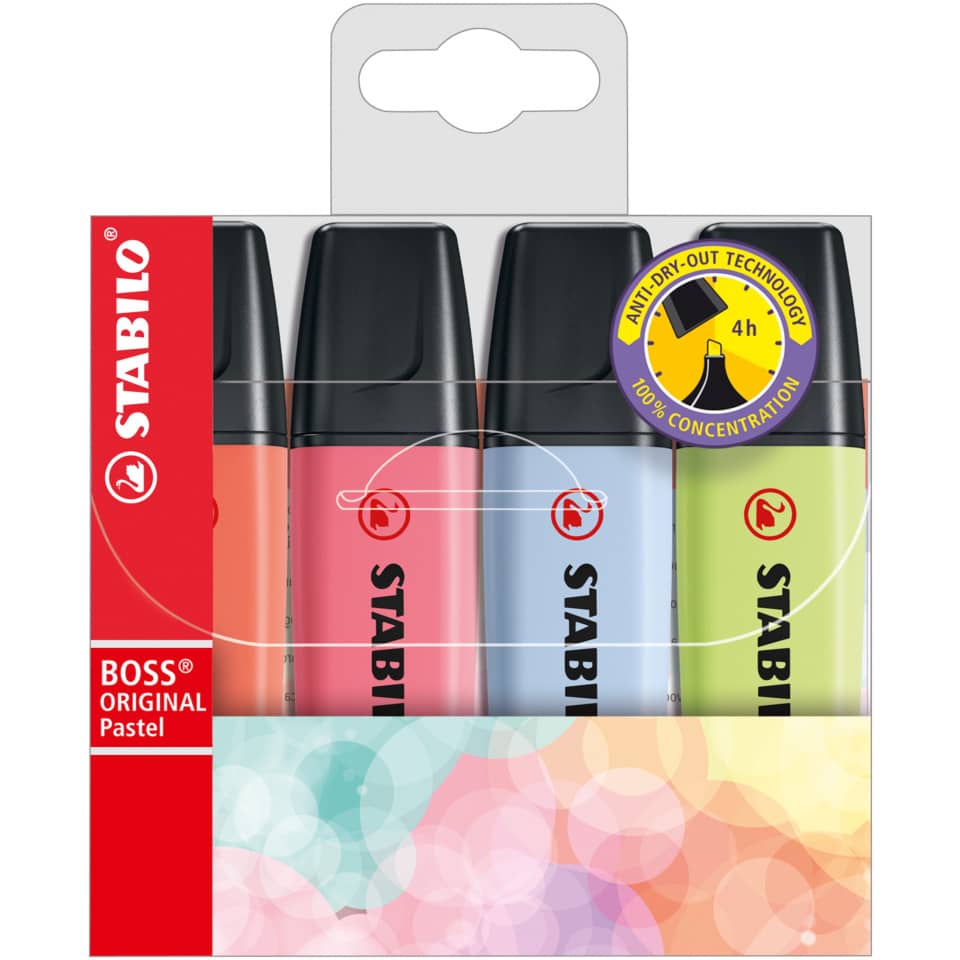 pastel colors, highlighter, markers, set of four, colorful