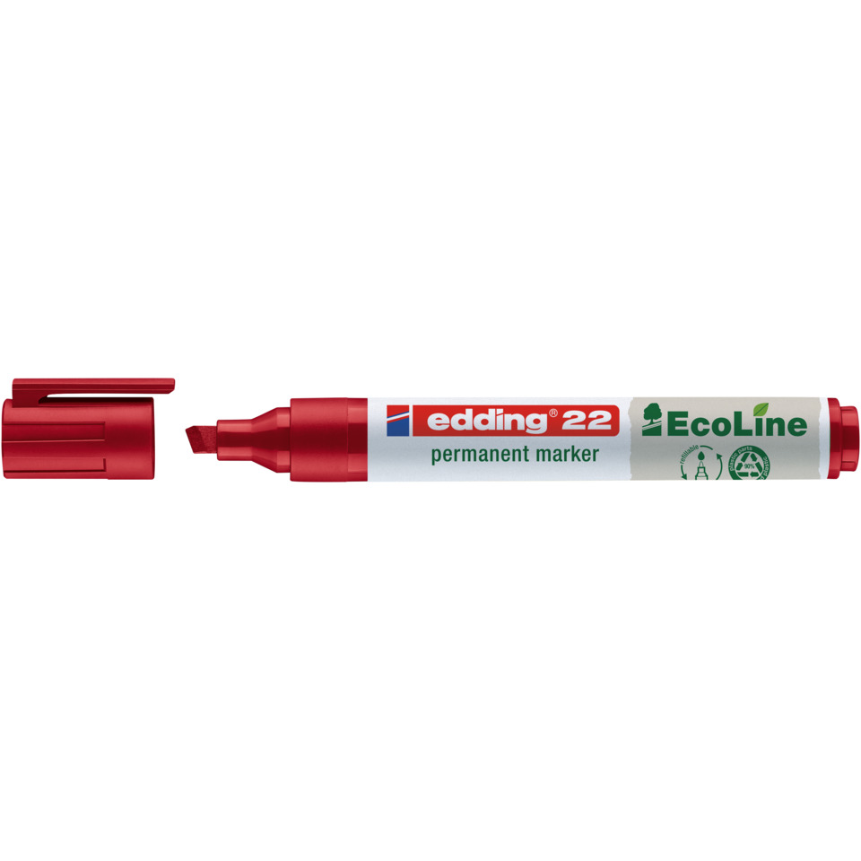 Permanentmarker 22 EcoLine, Keilspitze, nachfüllbar, 1-5mm, rot EDDING 4-22002