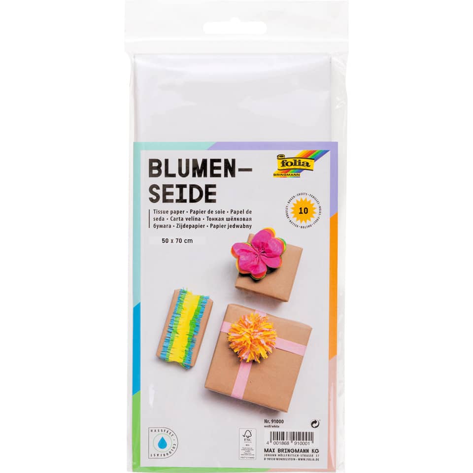 Blumenseide, 50 x 70 cm, 20g/m², 10 Bogen, weiß (00) FOLIA 91000