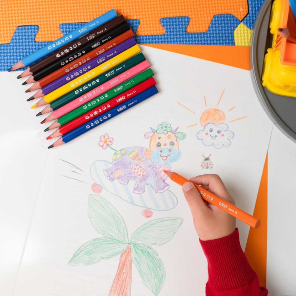 Buntstifte, Holzfarbstifte, Kunstset, Kinderzeichnung, Motivtafel