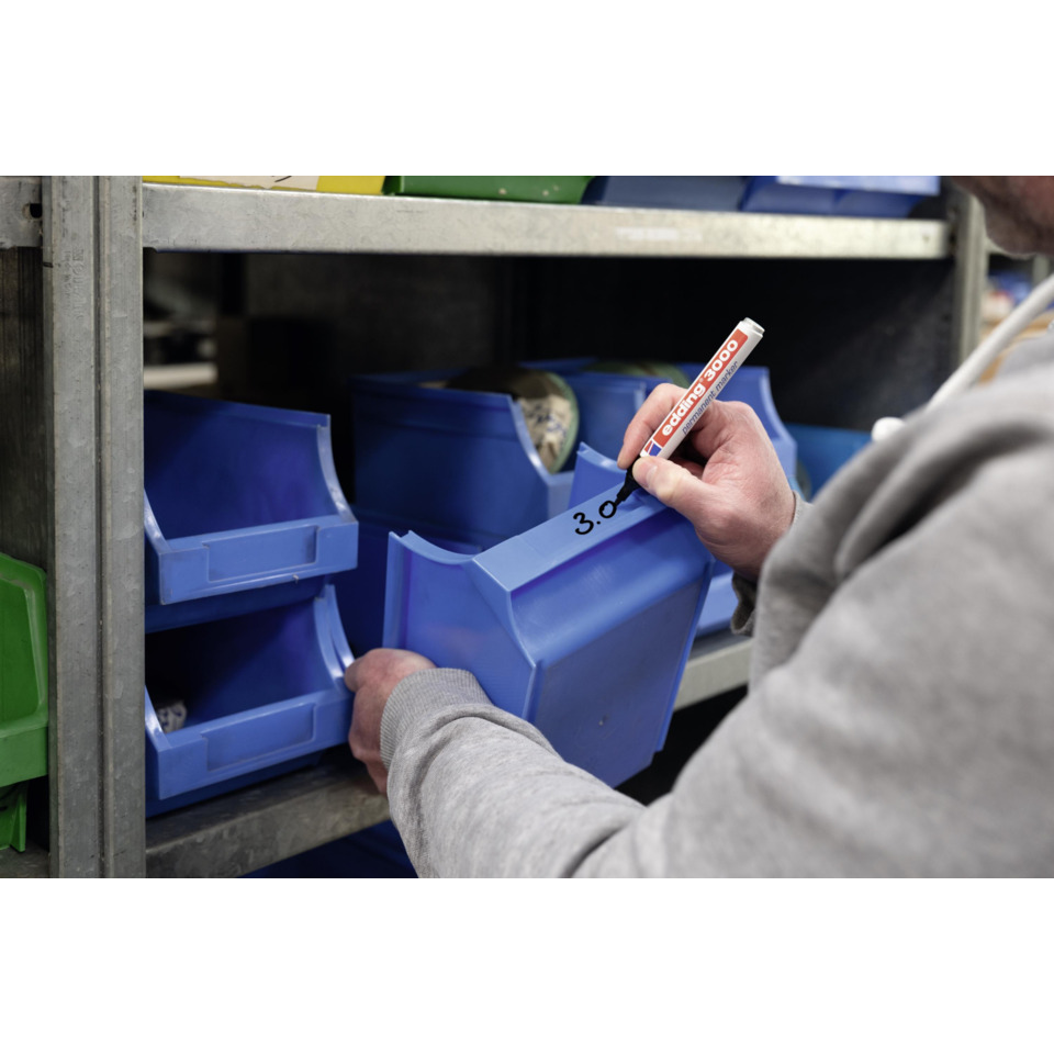 blue bins, storage bins, handwriting, marker, organization