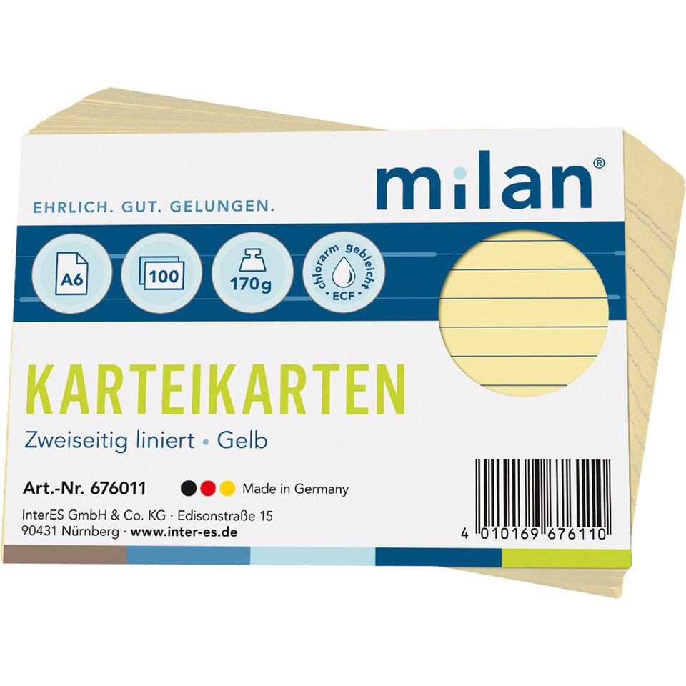 Karteikarten, Karten, Gelb, Zweiseitig, A6