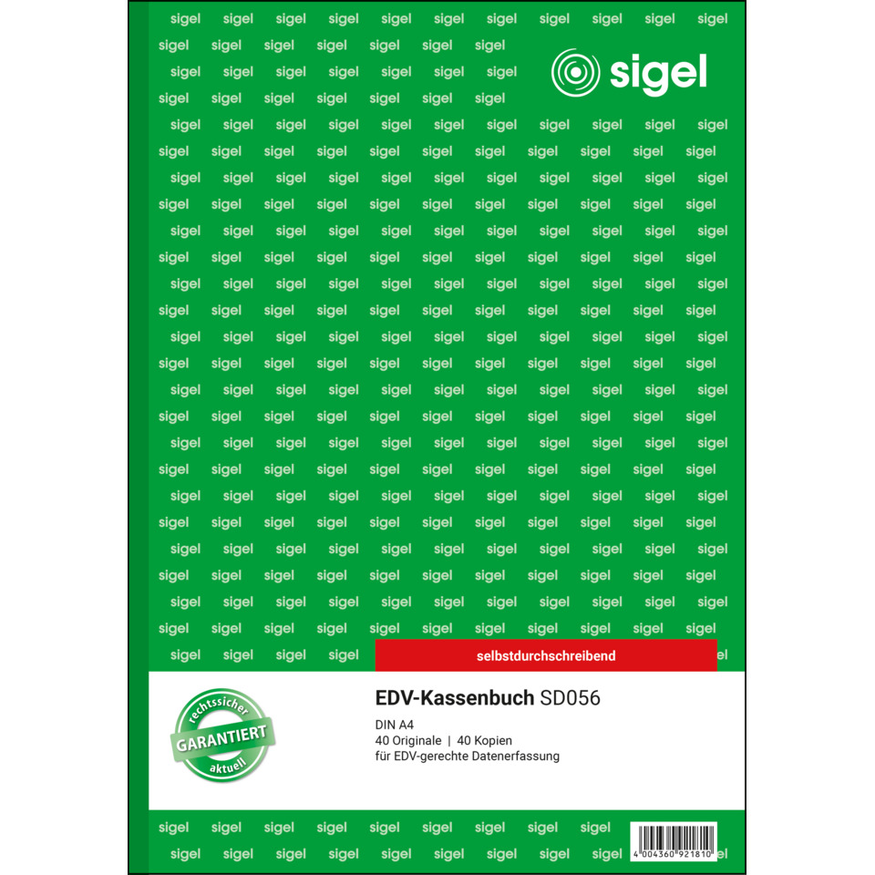 Kassenbuch, EDV-Kassenbuch, DIN A4, 40 Seiten, Selbstdurchschreibend