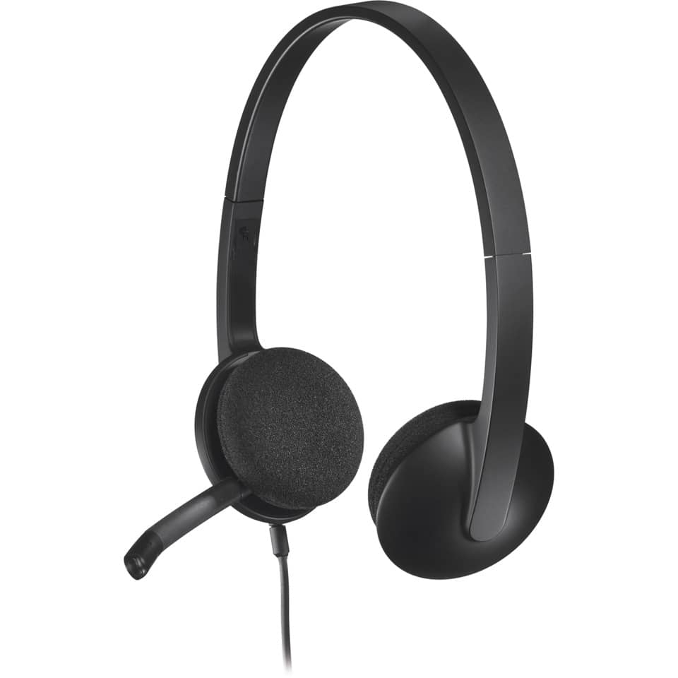 headset, over-ear, wired, microphone, black