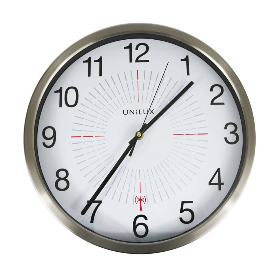 Wanduhr, runde Uhr, Quarzuhren, Silberrahmen, Analoguhr