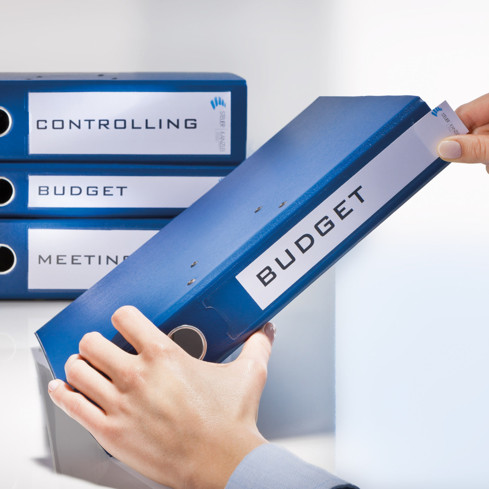 Büroordner, Aktenordner, Ordner blau, Dokumentensortierer, Budget