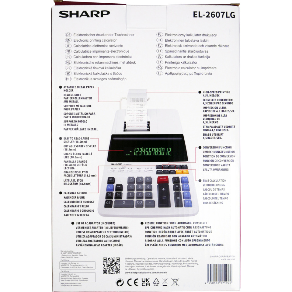 elektronischer Taschenrechner, Taschenrechner mit Drucker, Sharp, Kalenderanzeige, mehrzeiliges Tastenfeld