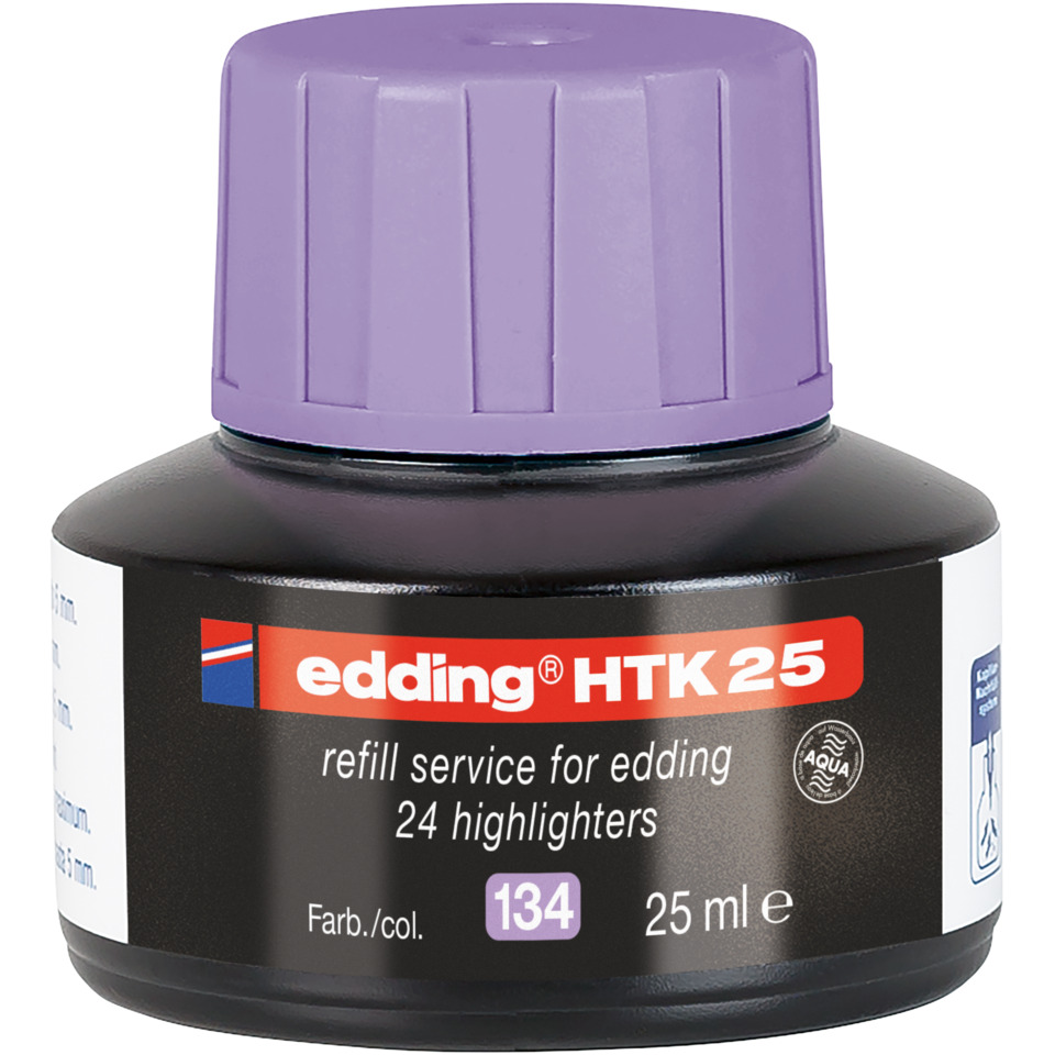 Edding HTK25, Tintenflasche, Highlighter-Tinte, Lila Schraubverschluss, Nachfüllflasche