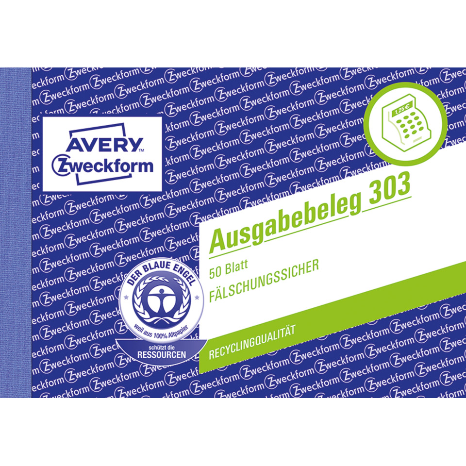 Ausgabebeleg, Papierbogen, 50 Blatt, Fälschungssicher, Recyclingqualität