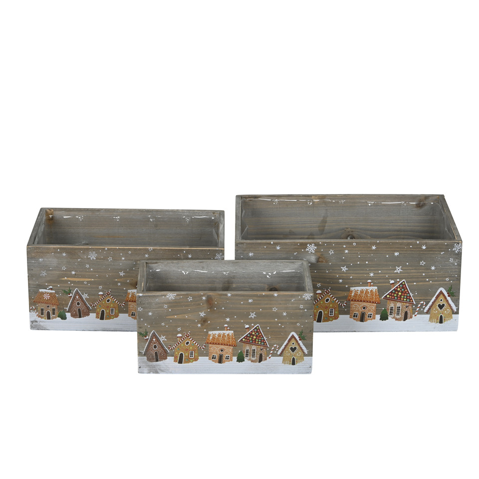 Weihnachts-Pflanzkasten Tanne - rechteckig, 3 Stück, braun, sortiert  670473000707