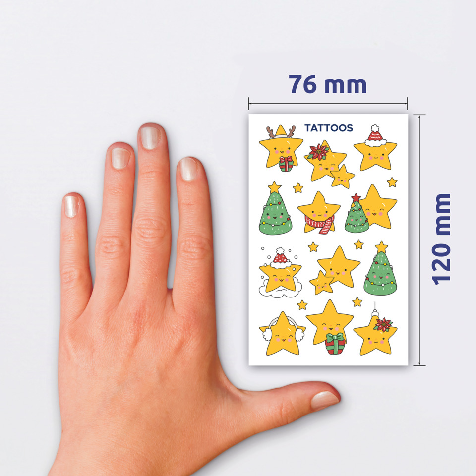 stickers, tattoo sheet, weihnachten, sterne, tannen