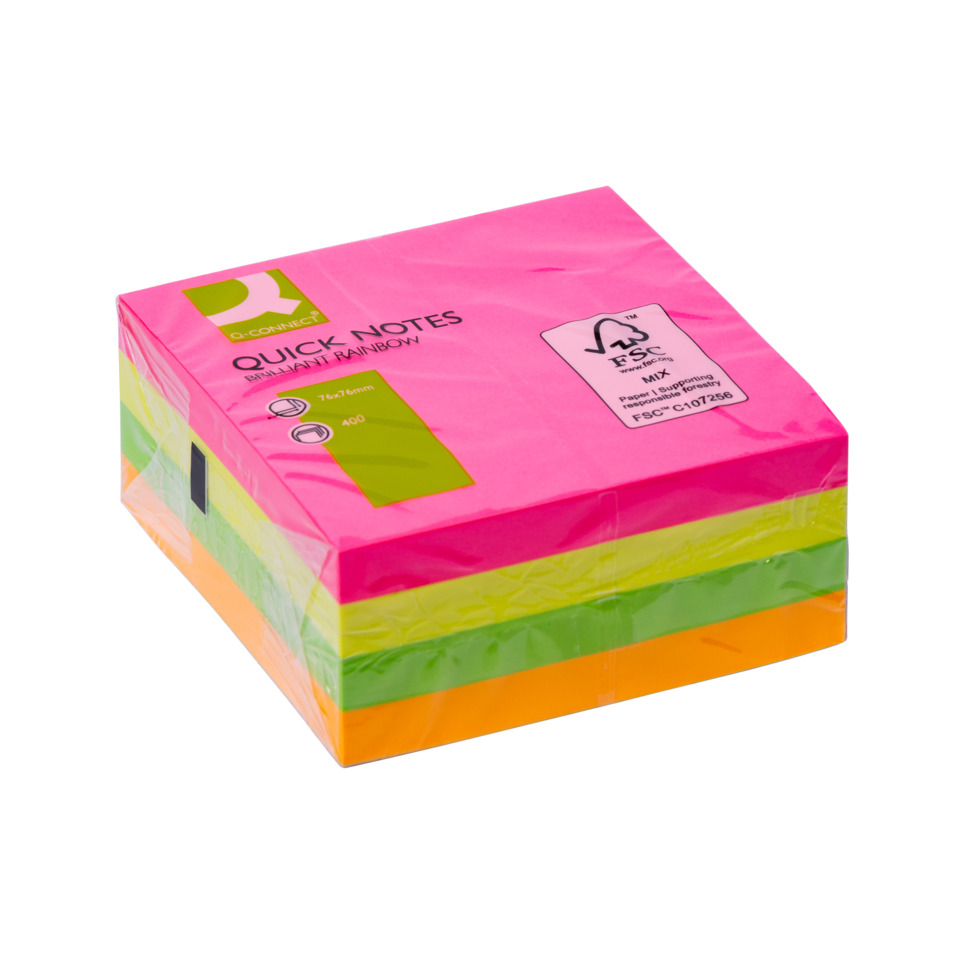 Post-it Notizen, Haftnotizen, Neon pink, Farbige Stapel, Rechteckiges Notizblock