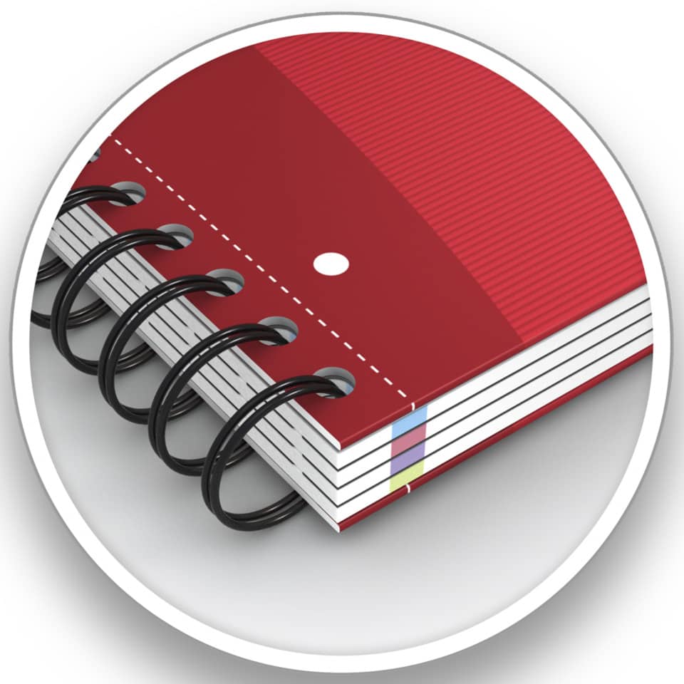 Notizbuch, Spiralblock, rot, Hardcover, Linierte Seiten