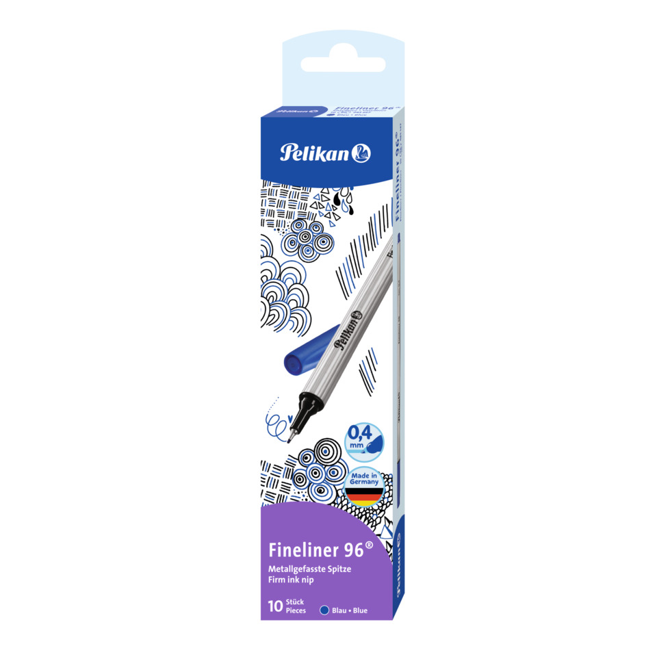 Fineliner, Spitze, 0.4 mm, Metall, Blau