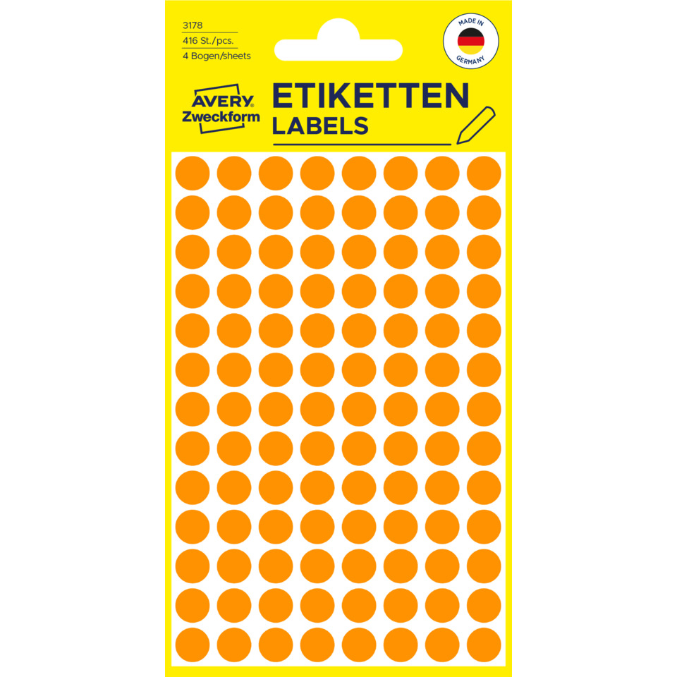 Aufkleber, Labeln, Orangene Punkte, Bogen/Sheets, Etiketten