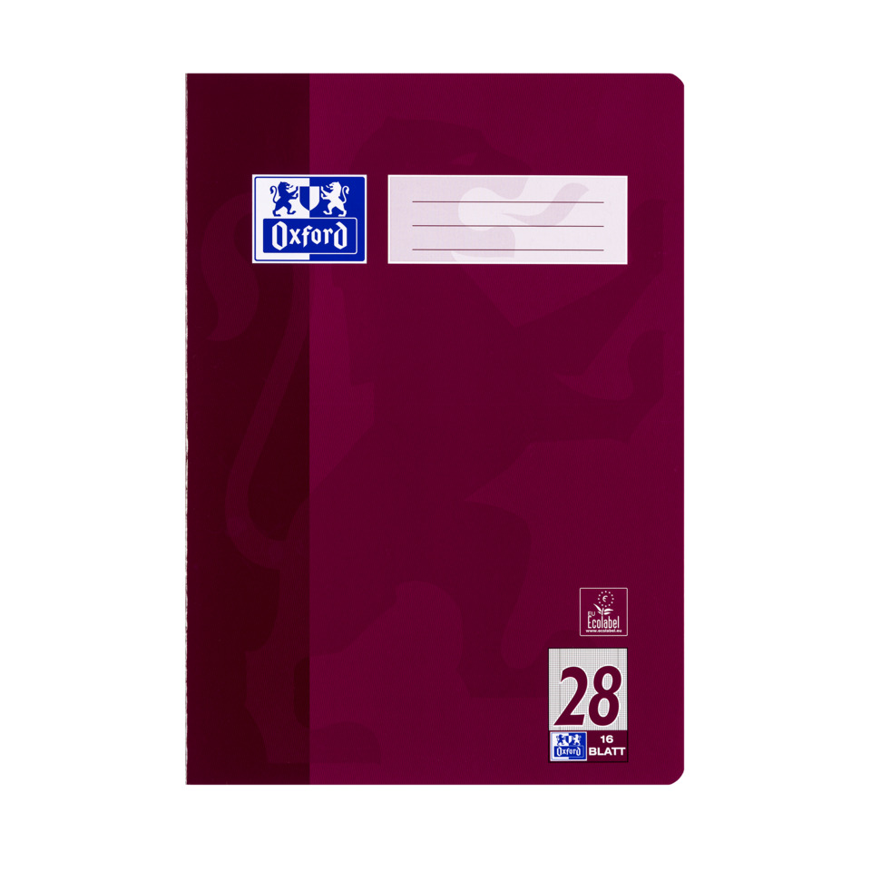 Heft, A4, 90g/m², 16 Blatt, Lin.28, kariert mit Rand, pflaume OXFORD 100050314