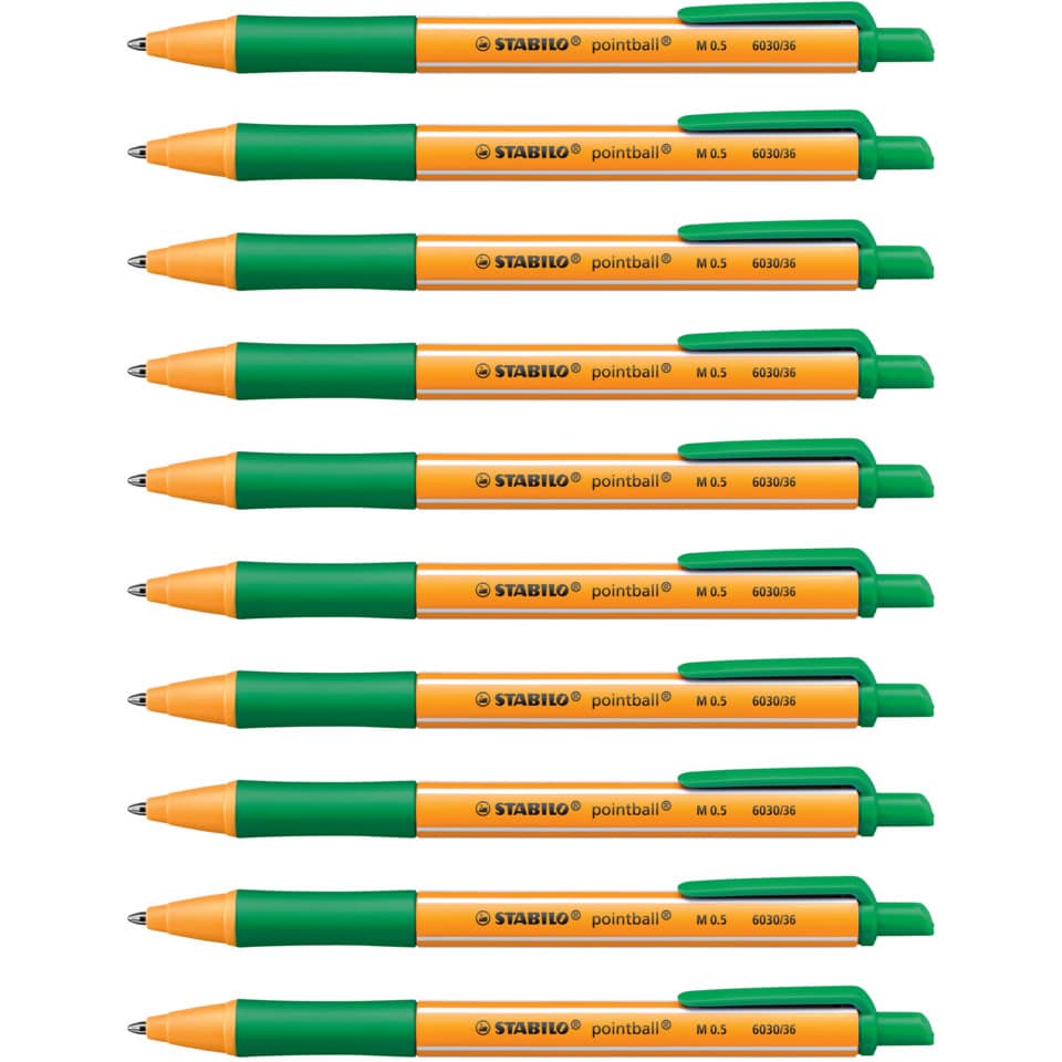 kugelschreiber, pointball, orange, grün, stickpen
