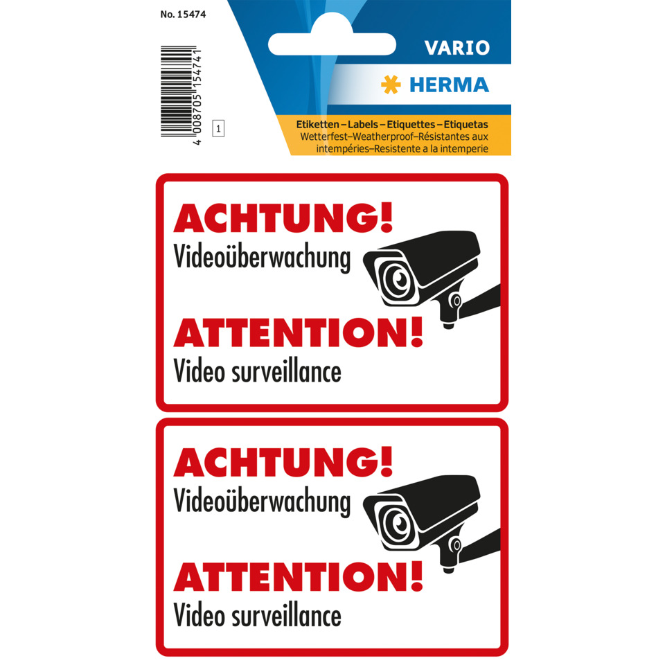 Videoüberwachung, Kameraaufkleber, Warnhinweis, Sicherheitsaufkleber, Aufkleber