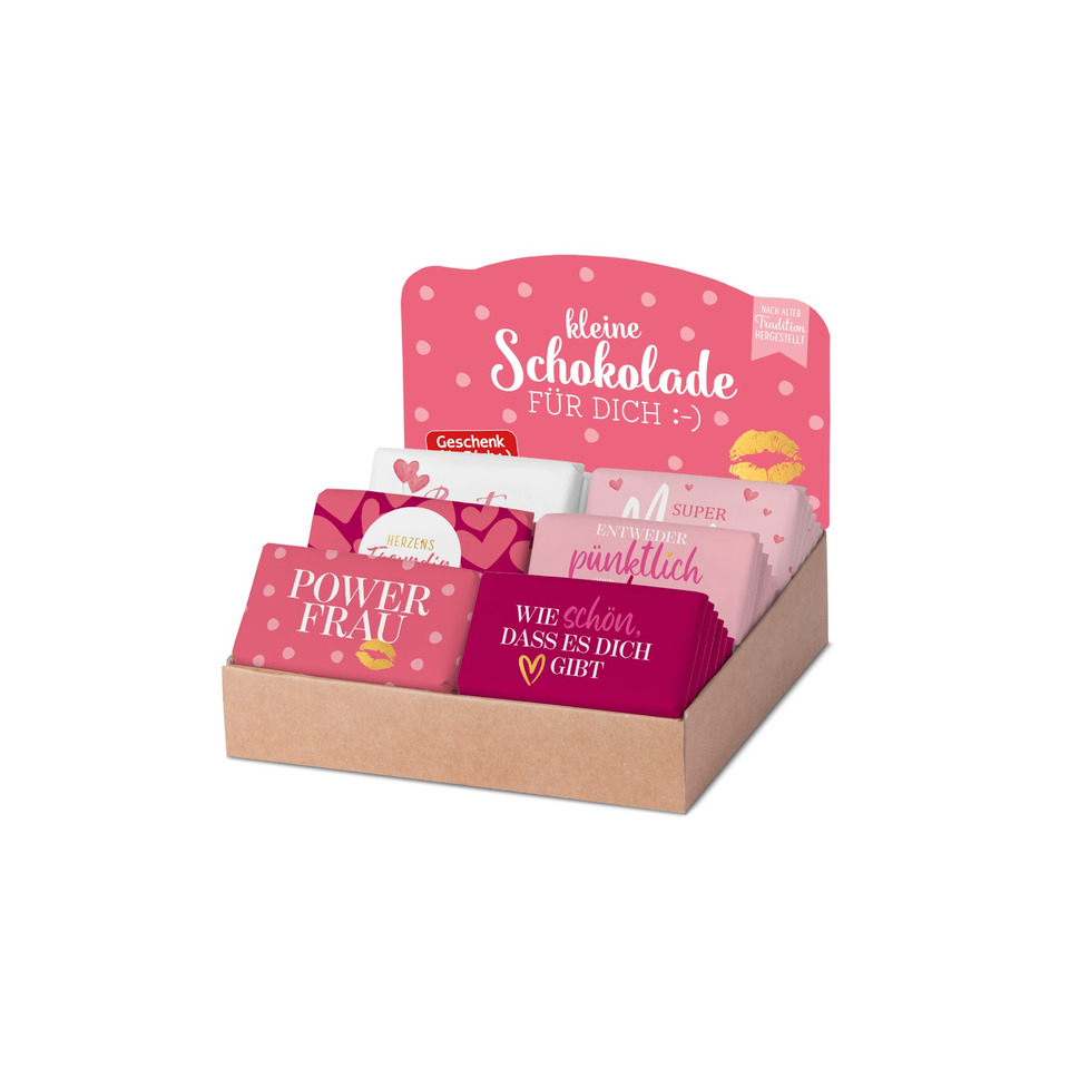 Schokolade, Schokoladenriegel, Herzmotiv, Deckeldisplay, Geschenkset