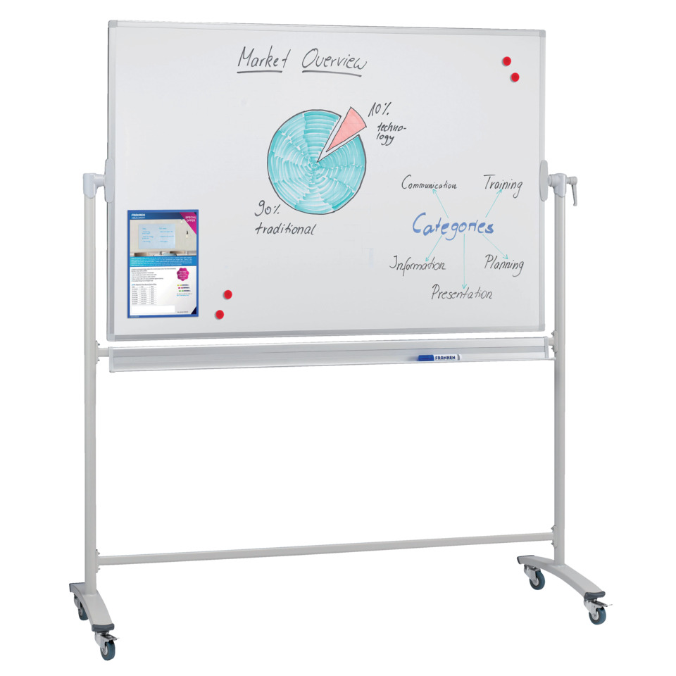 Whiteboard, Mobiler Whiteboard, Laufrollen Whiteboard, Magnetische Oberfläche, Markerablage