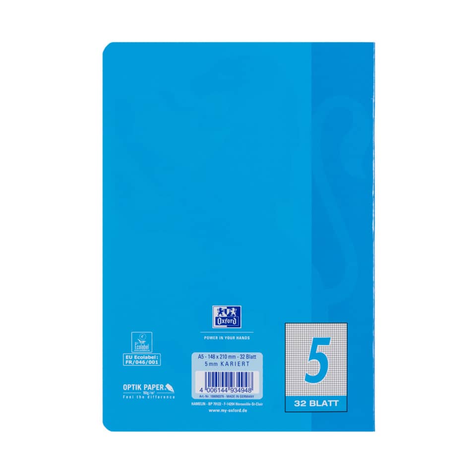 notebook, blue, A5, 32 sheets, grid label