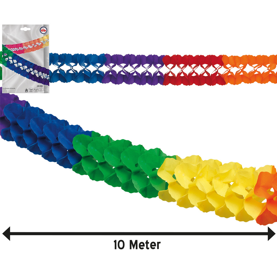 Girlande, Haarband, Bunte Deko, Papierblume, 10 Meter