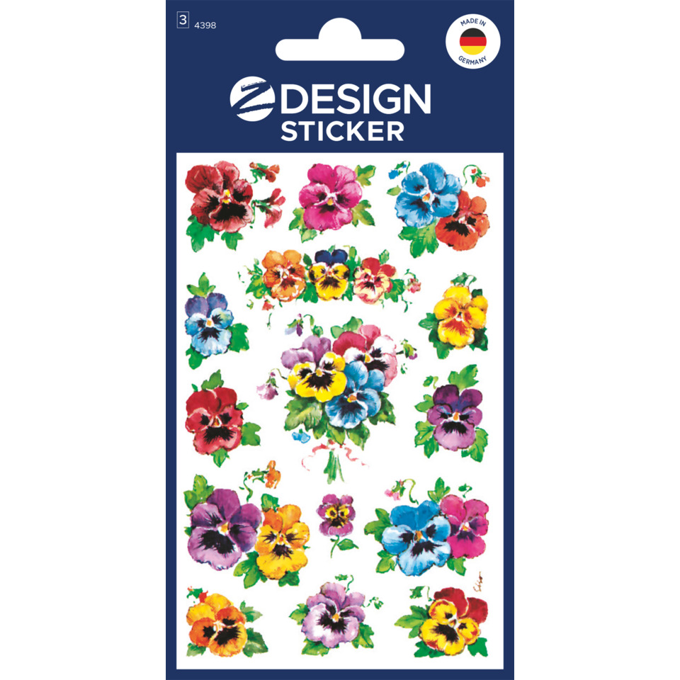 Blumenaufkleber, Stoffblumen Dekal, bunte Blumen, Stoffmuster, Stickerbogen