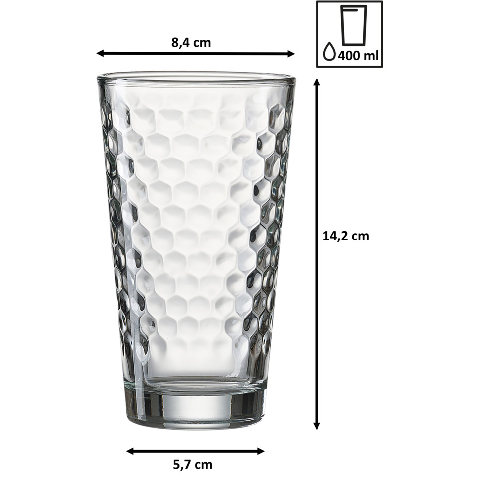 Glas, Tafelglas, Hammered Glas, Highball-Glas, Transparent