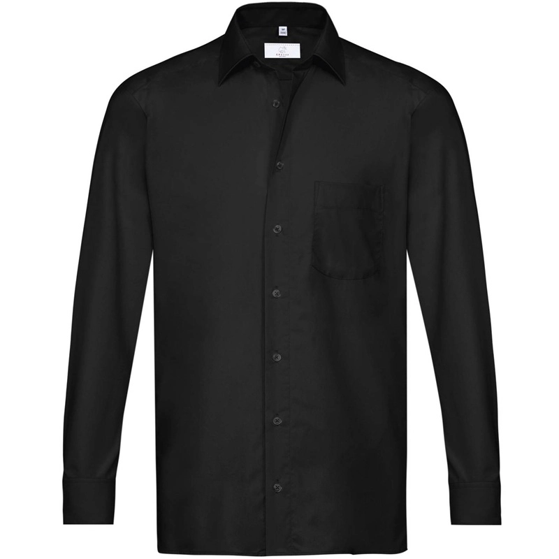 GREIFF Herren-Langarmhemd Basic Regular Fit schwarz