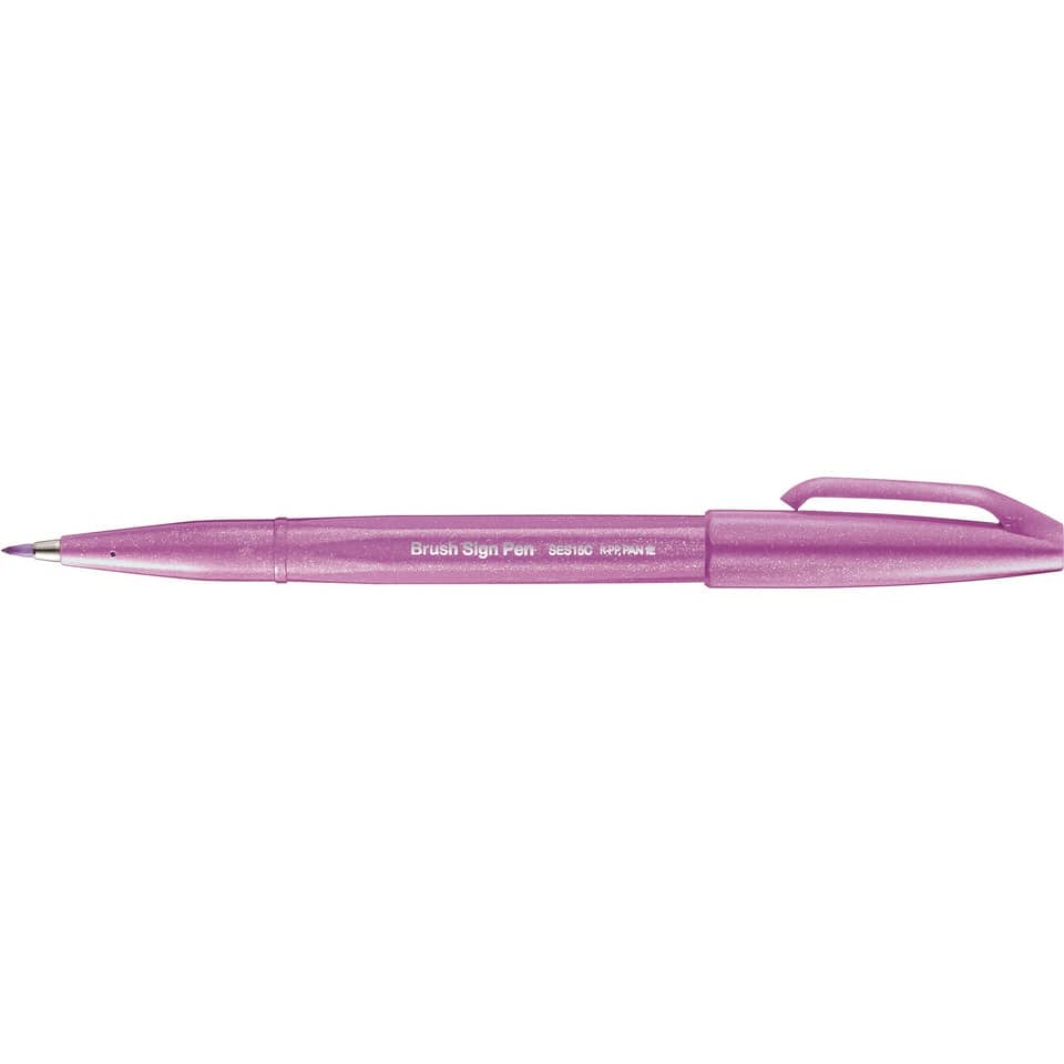 pen, ballpoint, pink, glitter, clip