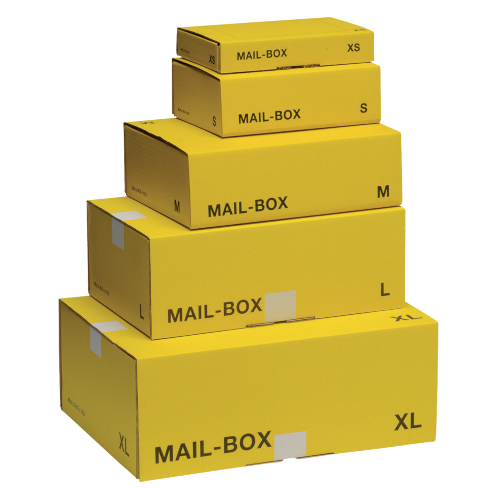 mail-box, box, gelb, stapel, karton