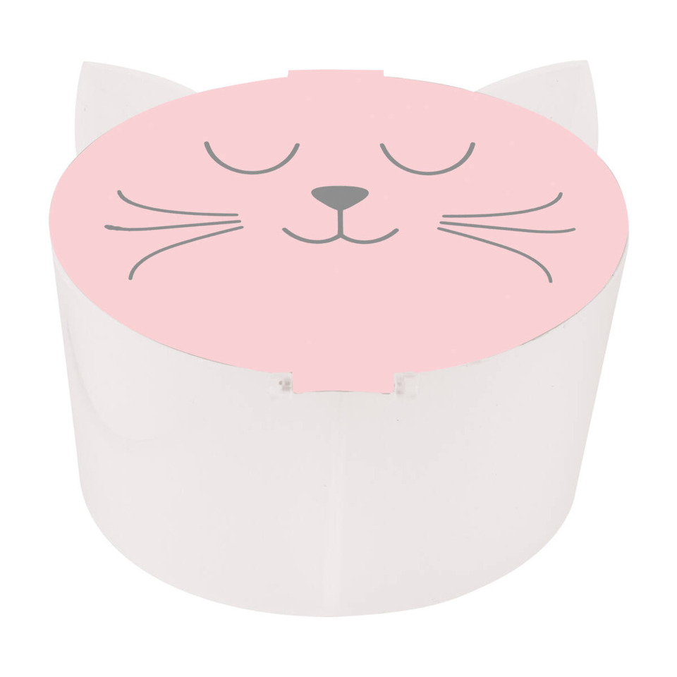 katze, rosa deckel, runde deckel, kunststoff, spielzeug ordner