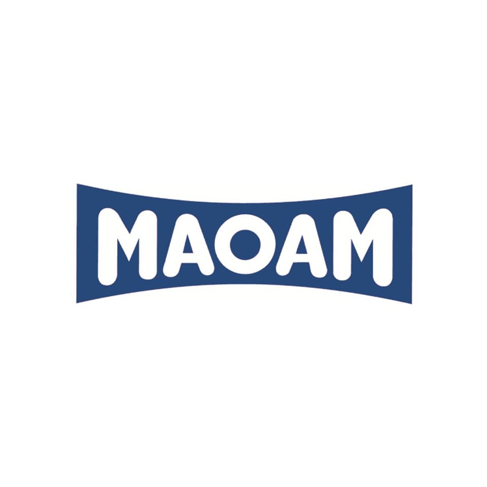 logo, MAOAM, blau, gebogen, marke
