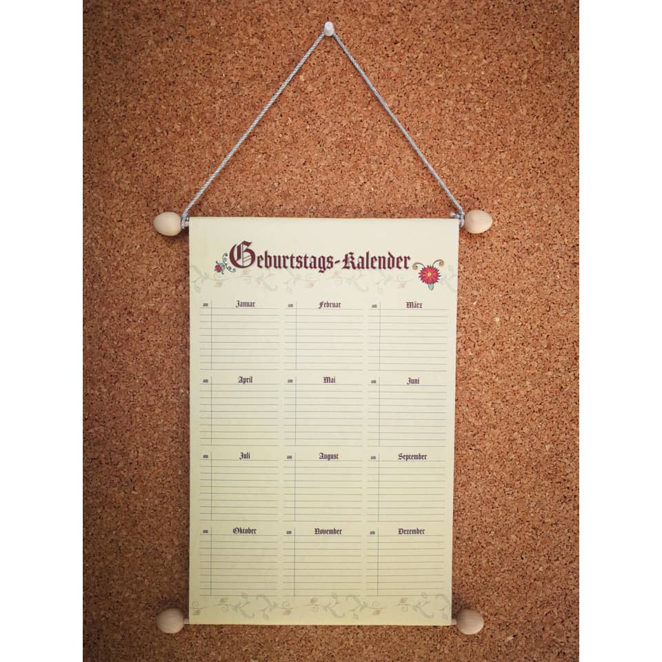 kalender, geburtstagskalender, wanddekoration, kalenderblatt, illustratives-design