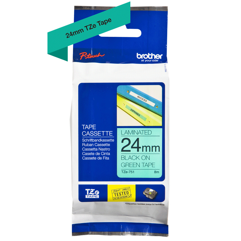 Tape, Kassette, 24mm, Laminiertes, Schwarz-Grünes Tape