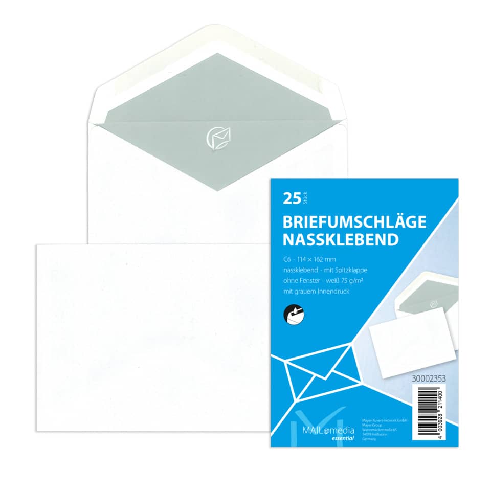 Briefumschläge, Nassklebend, Umschläge, A6 Größe, Weiß