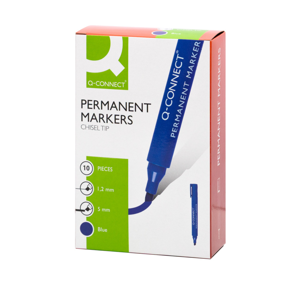 Permanent Marker, Chisel Tip, Blue, Markers, 10 Pieces