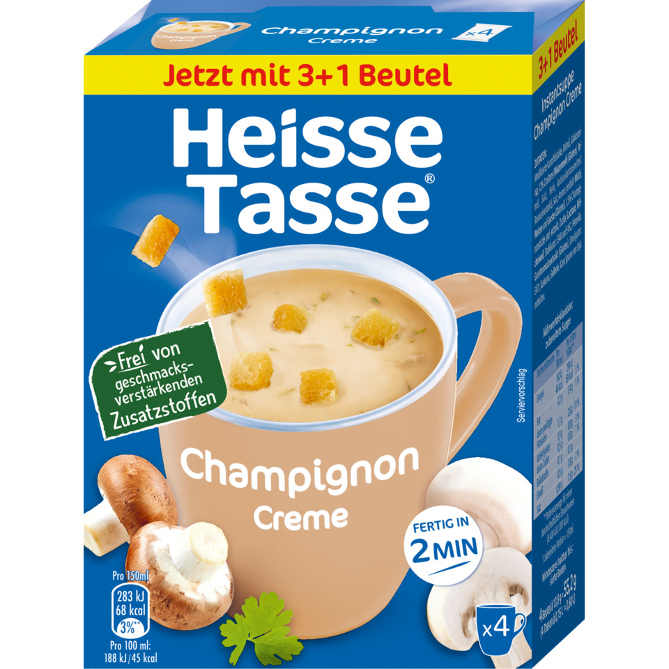Champignon Creme, Mushroom soup, Instant soup, Creme mit Pilzen, Tasse Suppe