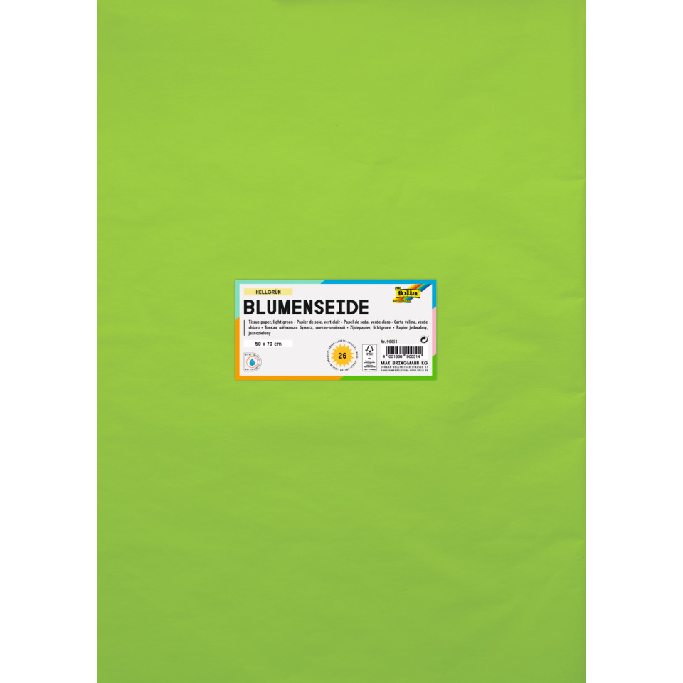 Blumenseide, Tischdecke?, Neon grün, Papierauge, Label
